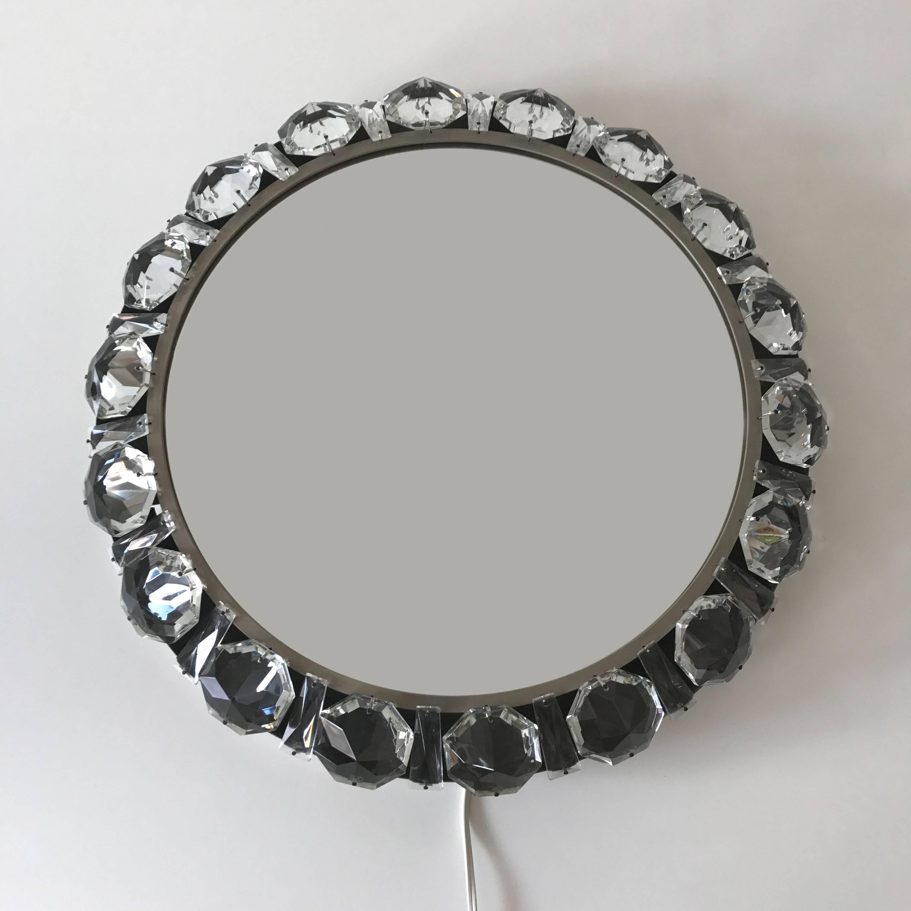 Mid-Century Modern Elegant Mid Century Modern Circular Backlit Wall Mirror by Palwa Germany 1960s For Sale