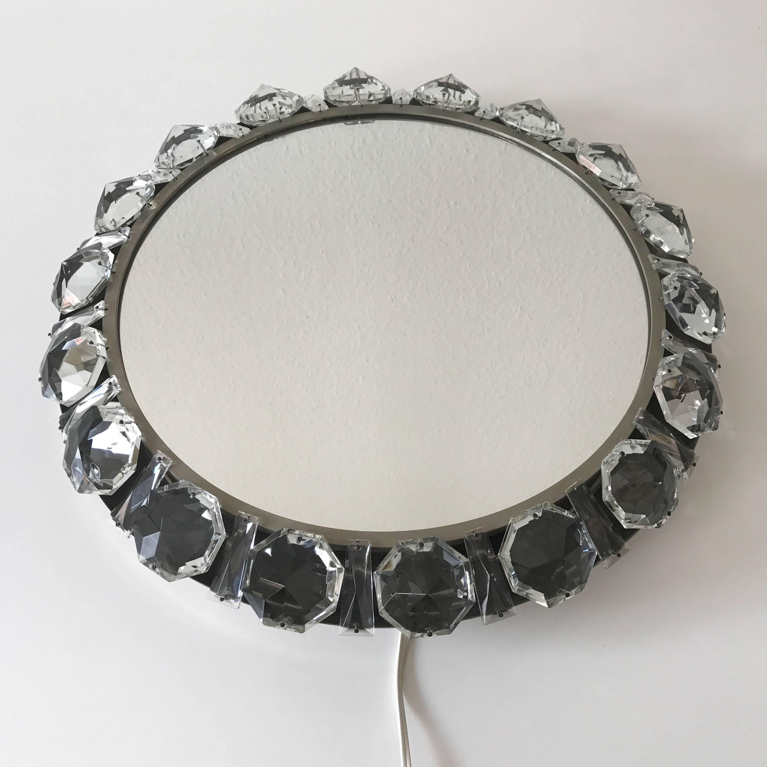 Elegant Mid Century Modern Circular Backlit Wall Mirror by Palwa Germany 1960s For Sale 1