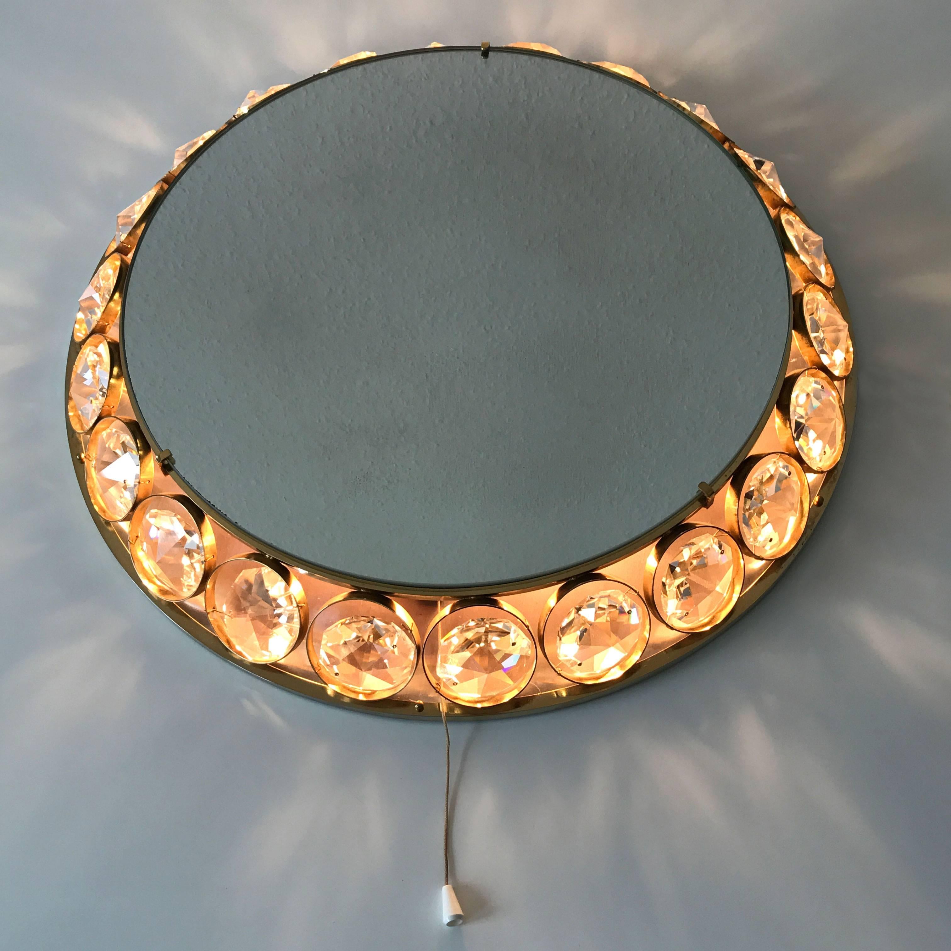 Elegant Mid Century Modern Circular Backlit Wall Mirror by Palwa Germany 1960s For Sale 1