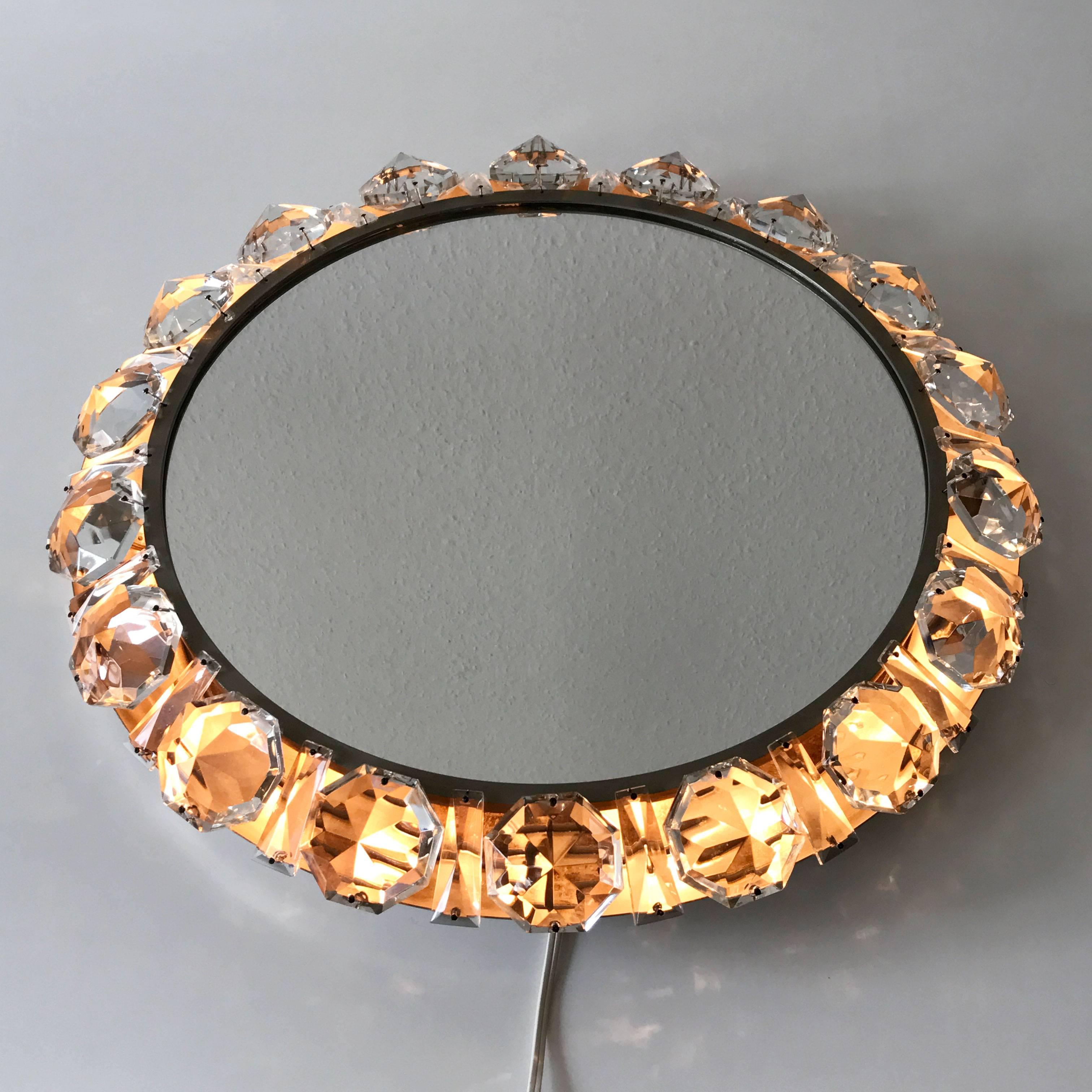 Elegant Mid Century Modern Circular Backlit Wall Mirror by Palwa Germany 1960s For Sale 2
