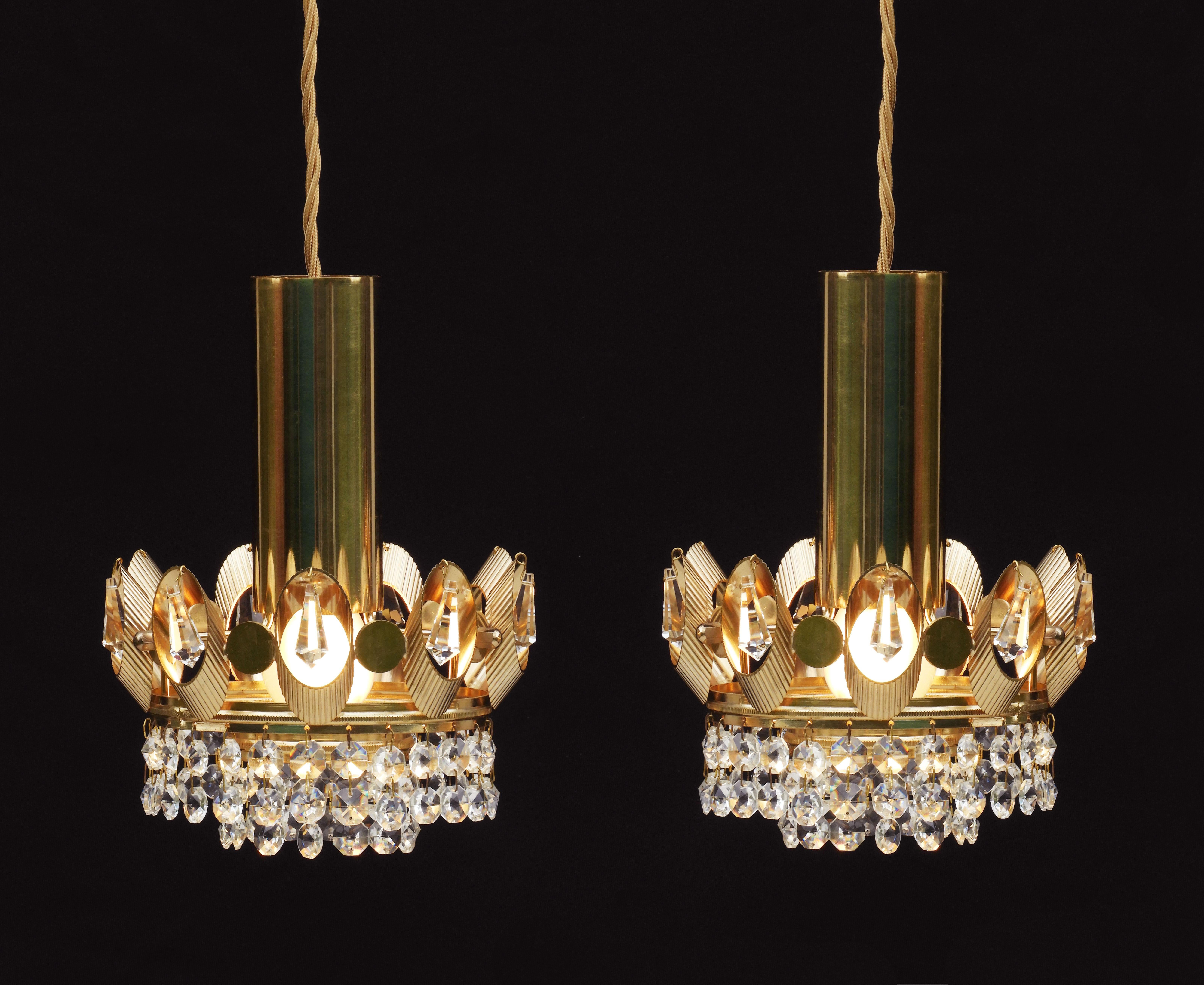 Faceted Palwa Crown Pendant Spot Light Chandeliers, C1970s, Germany  For Sale