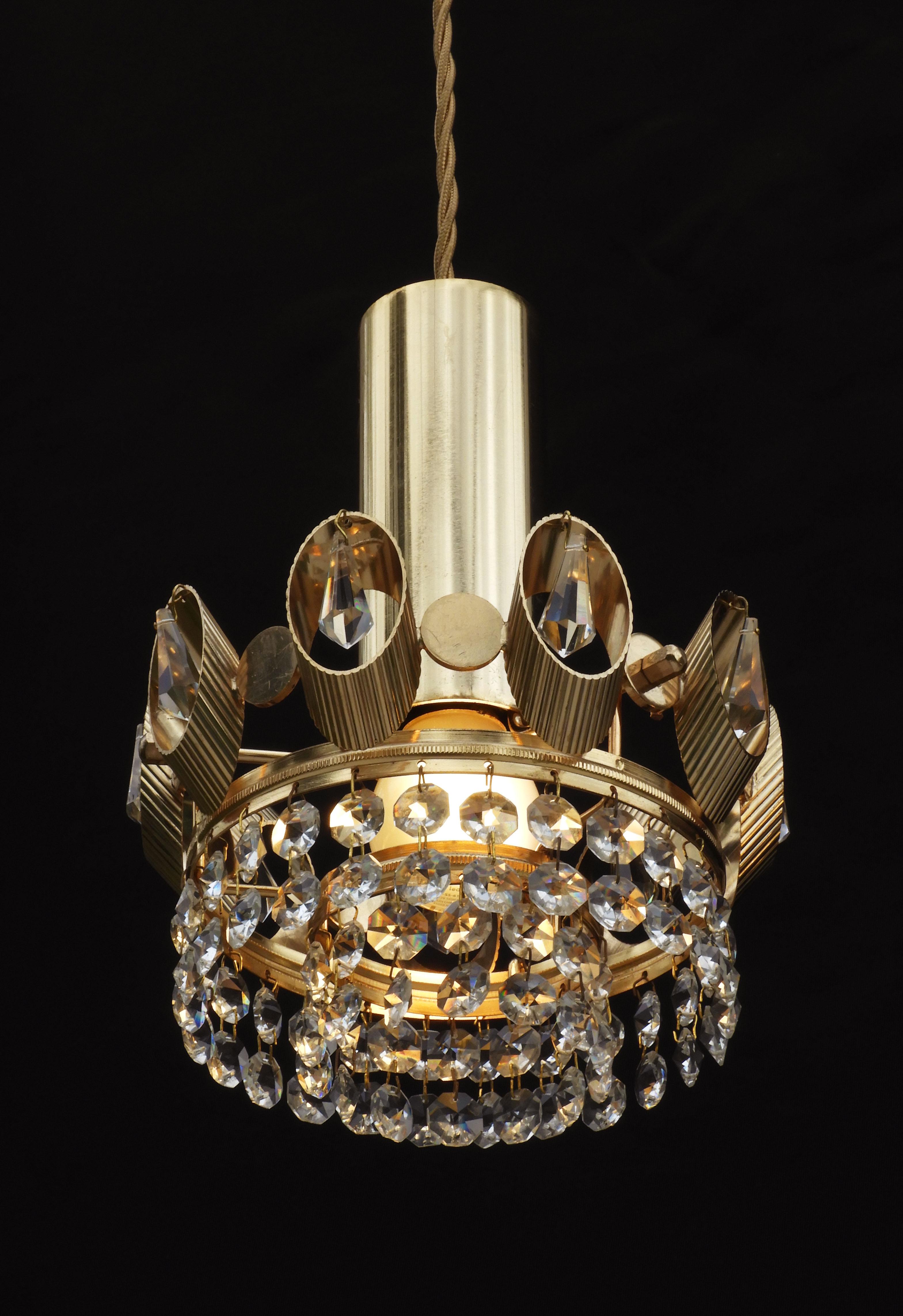Palwa Crown Pendant Light Chandeliers, C1970s, Germany, 3 Available In Good Condition For Sale In Trensacq, FR