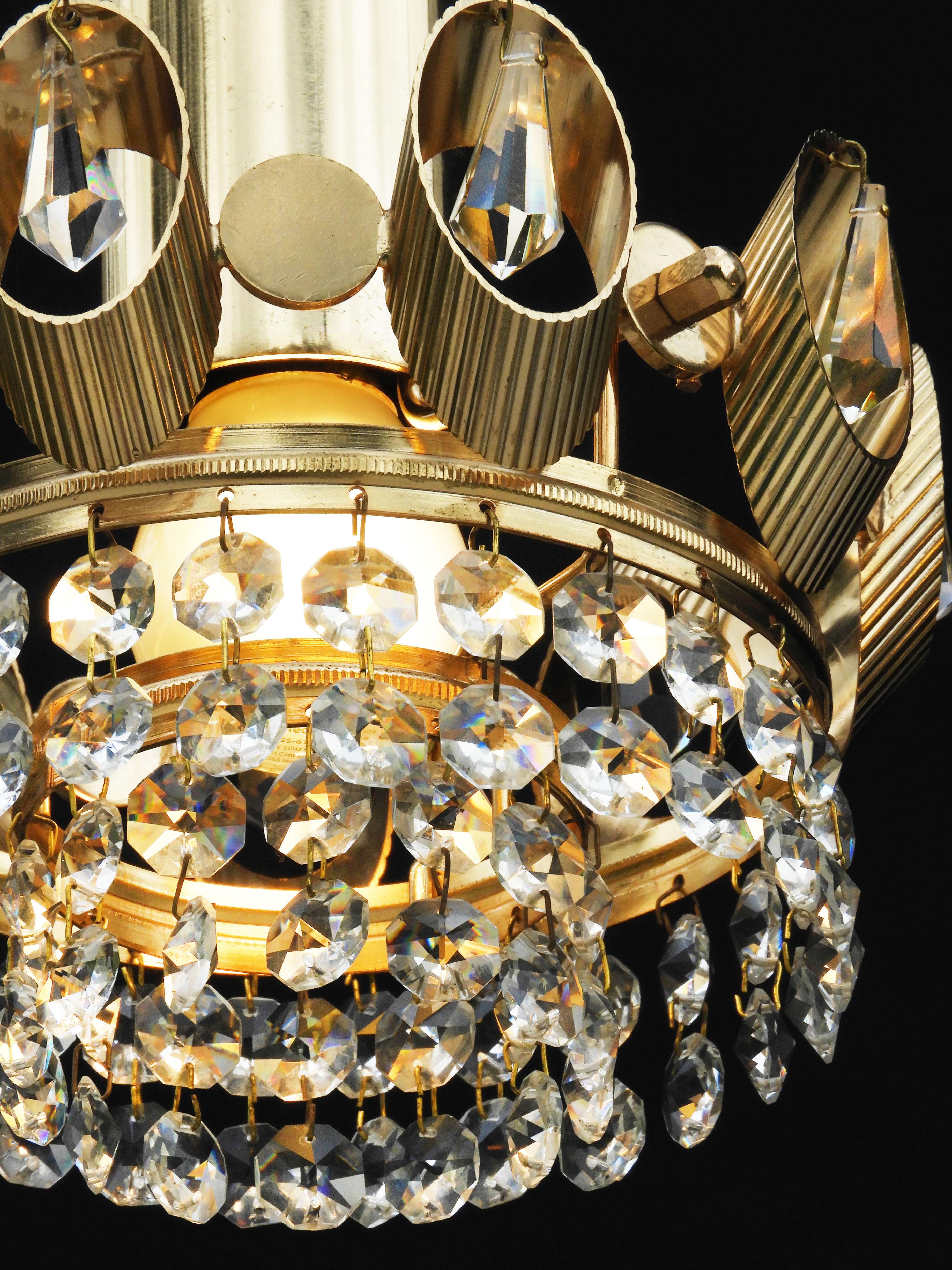 20th Century Palwa Crown Pendant Light Chandeliers, C1970s, Germany, 3 Available For Sale