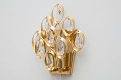 Set of Two Palwa Crystal and Brass Wall Sconces, Germany, 1970s
