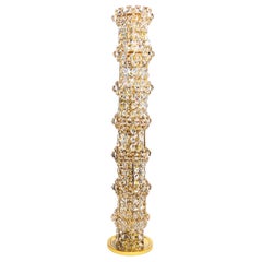 Palwa Crystal and Gilded Brass Tower Floor Lamp, 1960s
