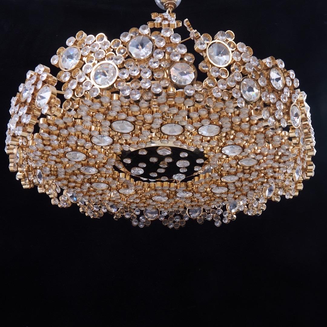 Mid-20th Century Palwa Crystal and gold plated Brass Chandelier and Mirror , 1970 Austria