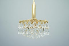 Palwa Crystal Glass and Brass Chandelier, 1960s
