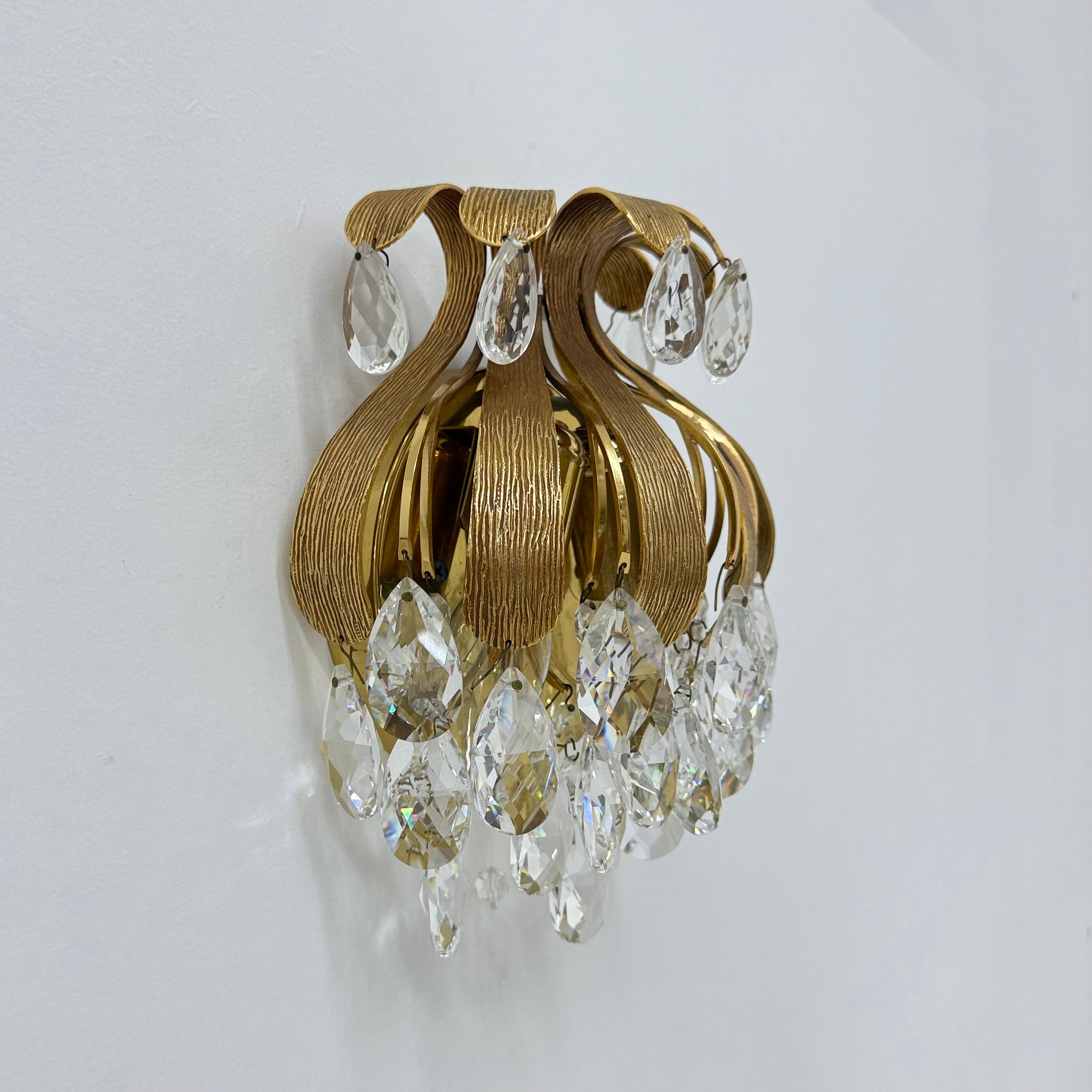 Applique in cristallo Palwa di Ernst Palme, ananas in ottone, anni '70 in vendita 7