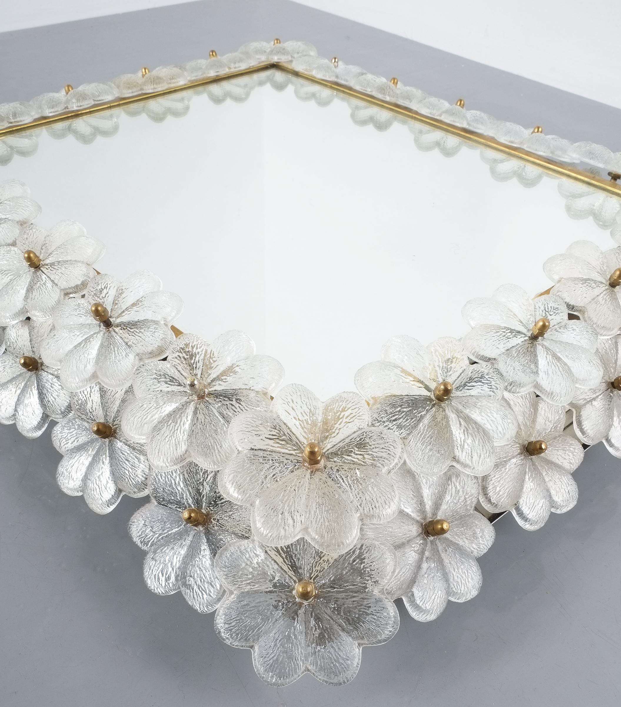 Mid-Century Modern Miroir rétroéclairé Palwa Flower en verre chromé:: Allemagne:: 1970 en vente