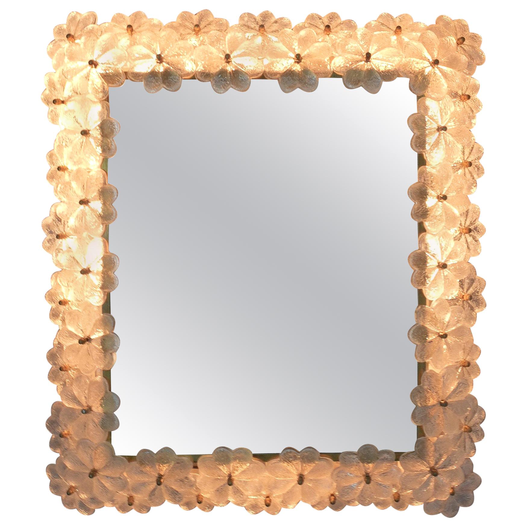 Palwa Flower Backlit Mirror Glass Chrome, Germany, 1970 at 1stDibs