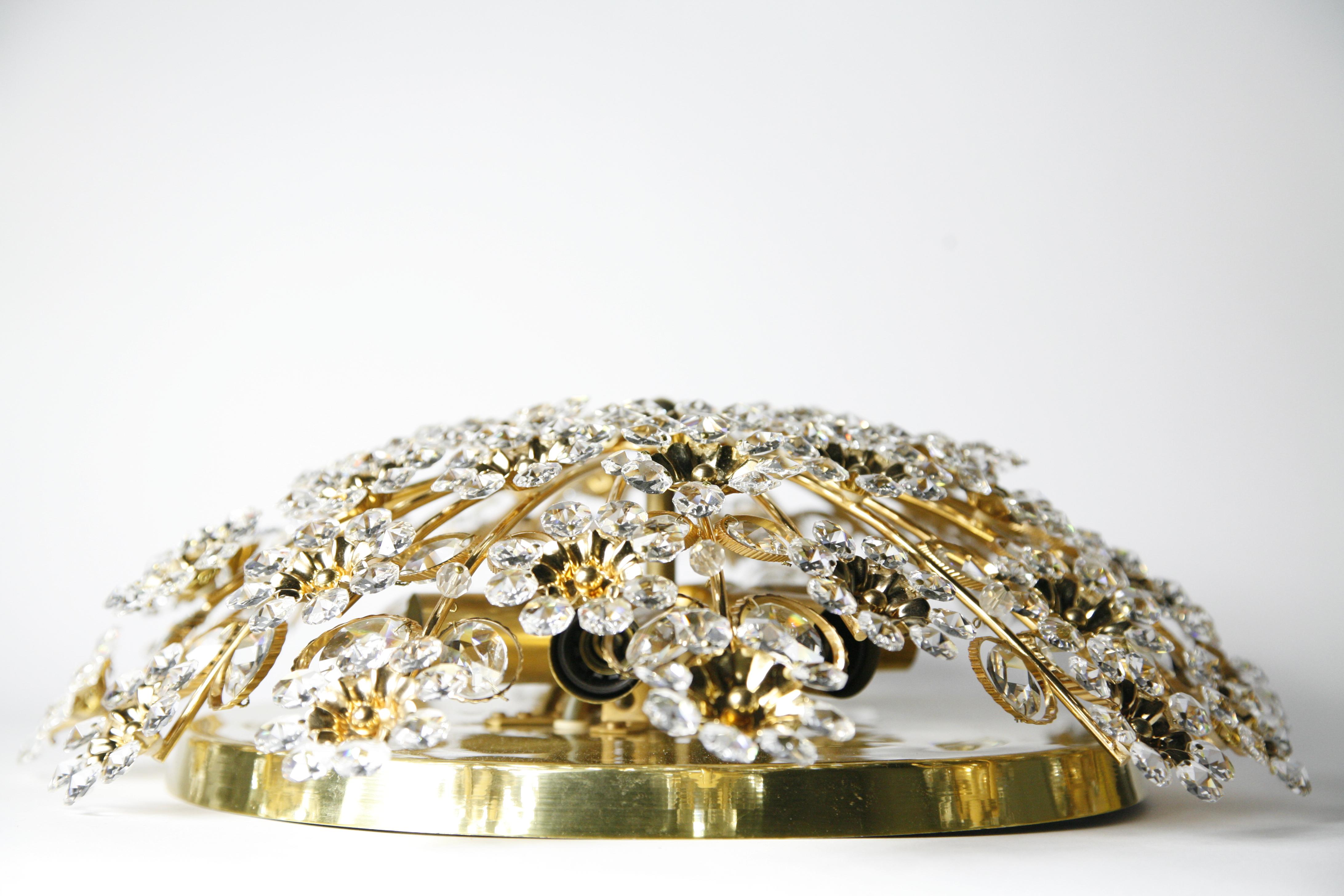 Palwa Flushmount with Swarovski Crystals, Germany, 1960s For Sale 3