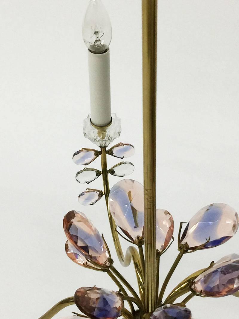 Allemand Lustre allemand, laiton et cristaux facettés de Palwa, 1970 en vente