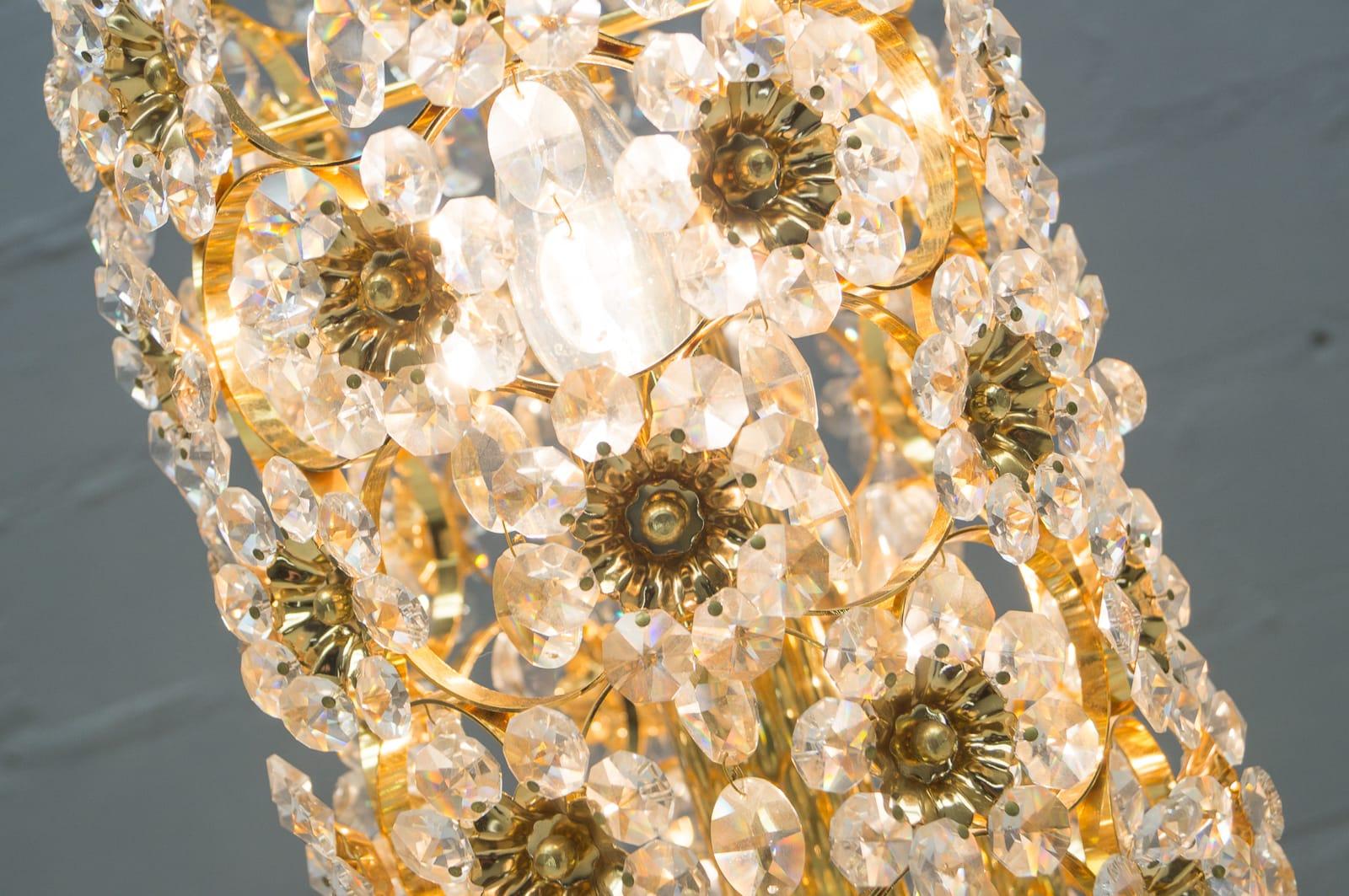 Brass Palwa Gilt Flower Floor Lamp Germany 1960s, Hollywood Regency