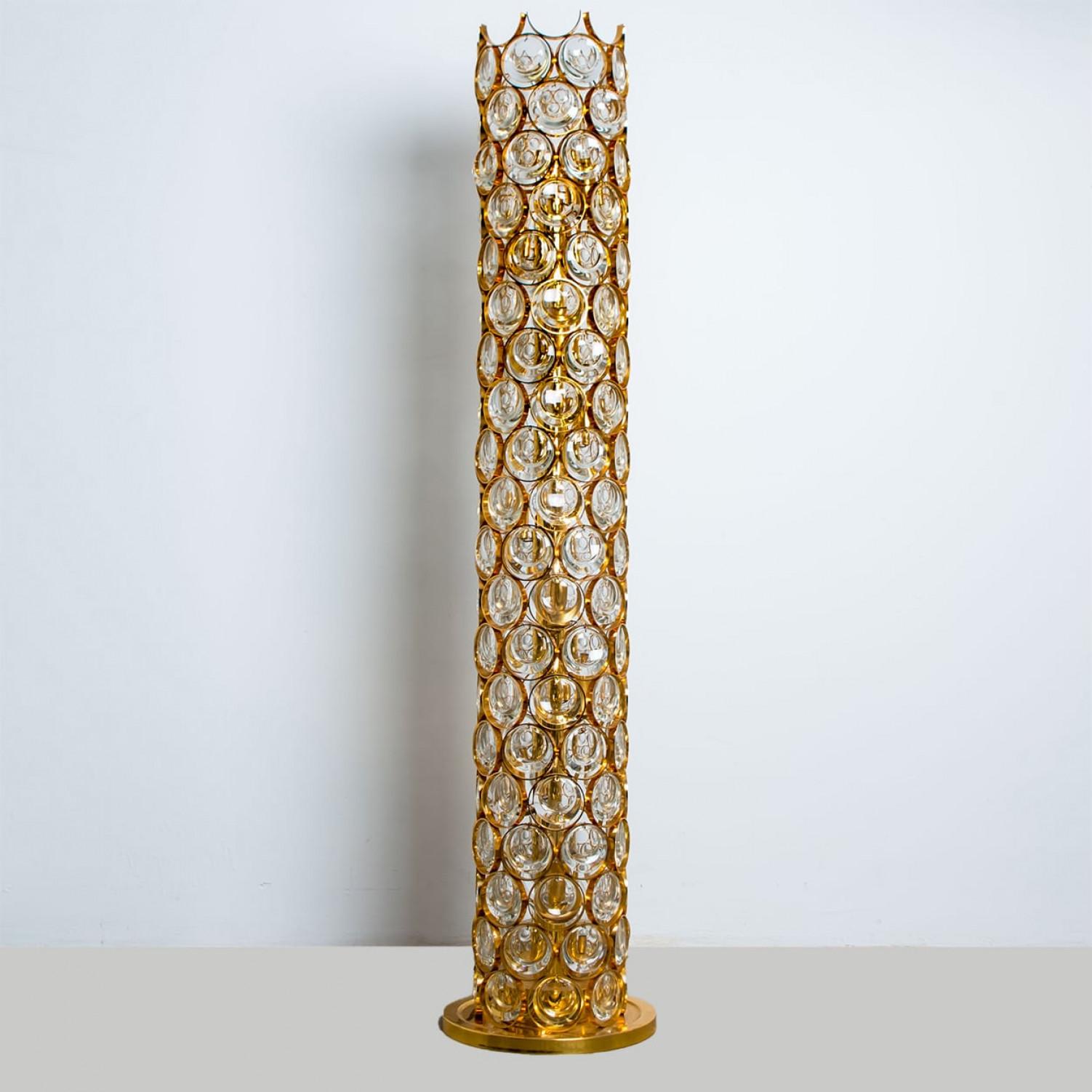 Palwa Gilt Metal Glass Floorlamp, 1970 im Angebot 5