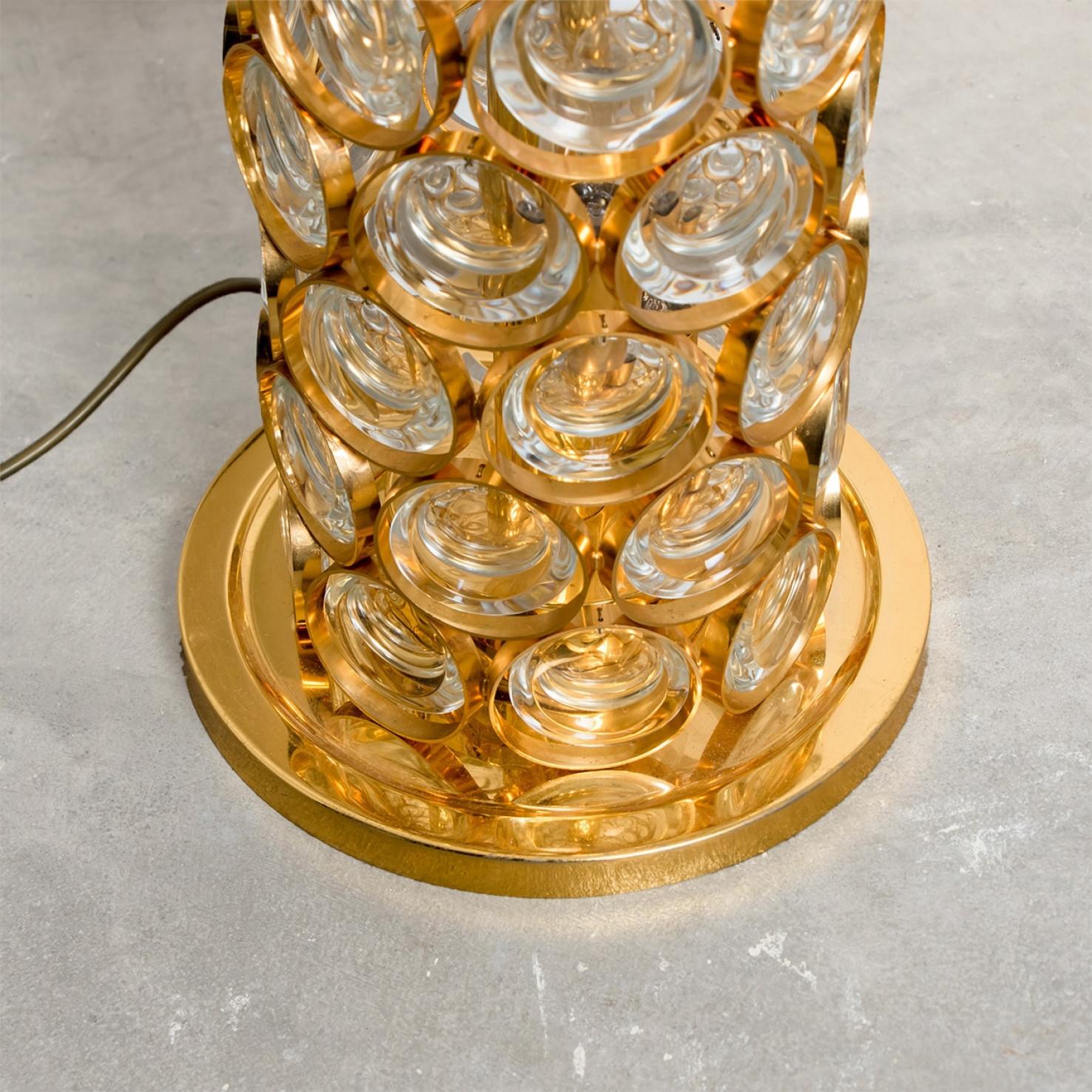 Palwa Gilt Metal Glass Floorlamp, 1970 im Angebot 8