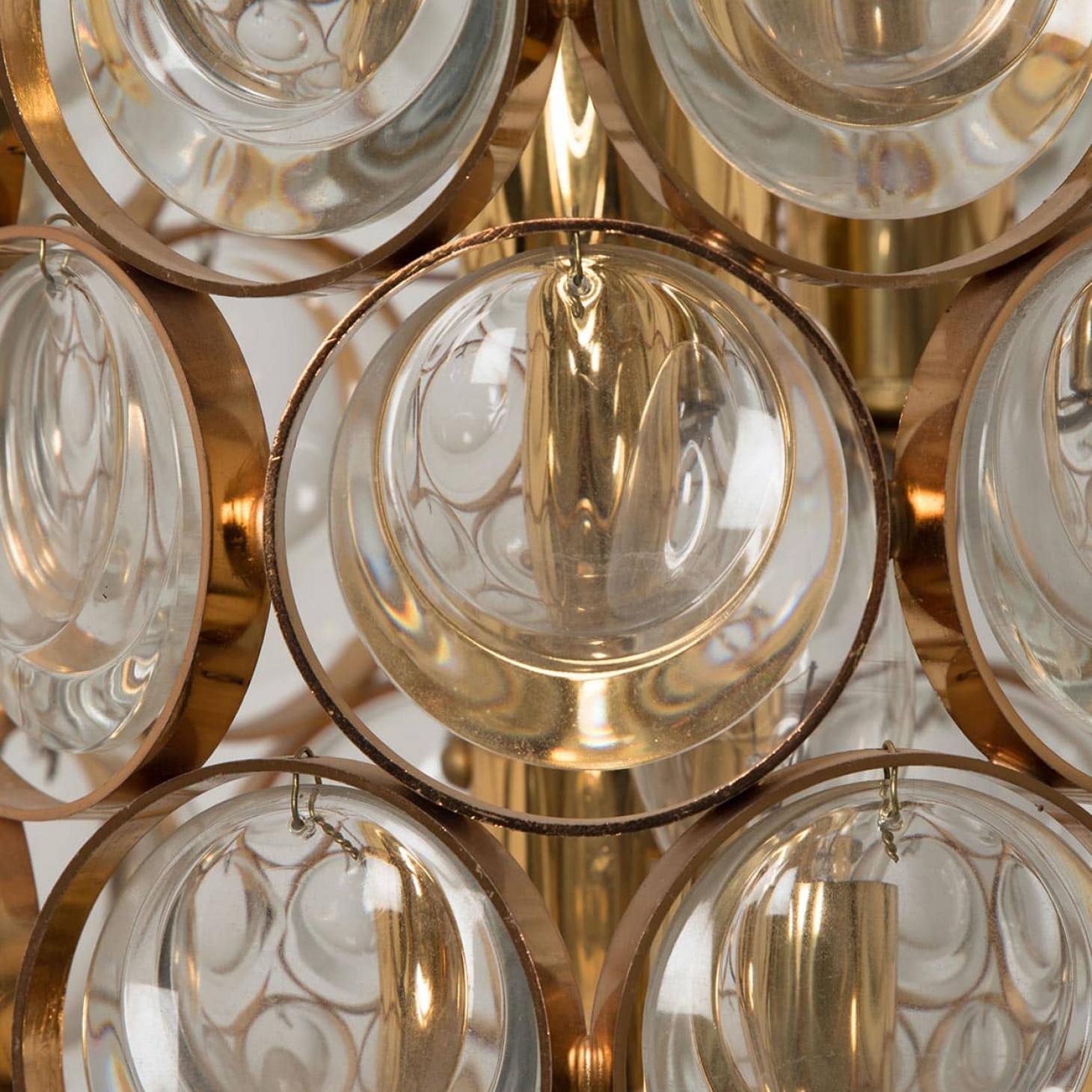 Palwa Gilt Metal Glass Floorlamp, 1970 im Angebot 1