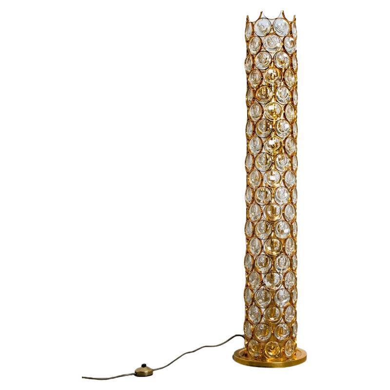 Palwa Gilt Metal Glass Floorlamp, 1970