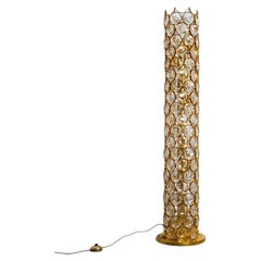 Lampada da terra in vetro e metallo dorato di Palwa, 1970