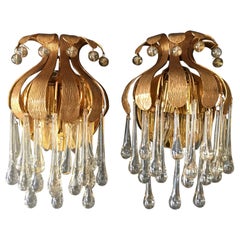 Palwa Gold-Plated Murano Glass Teardrop Wall Sconces