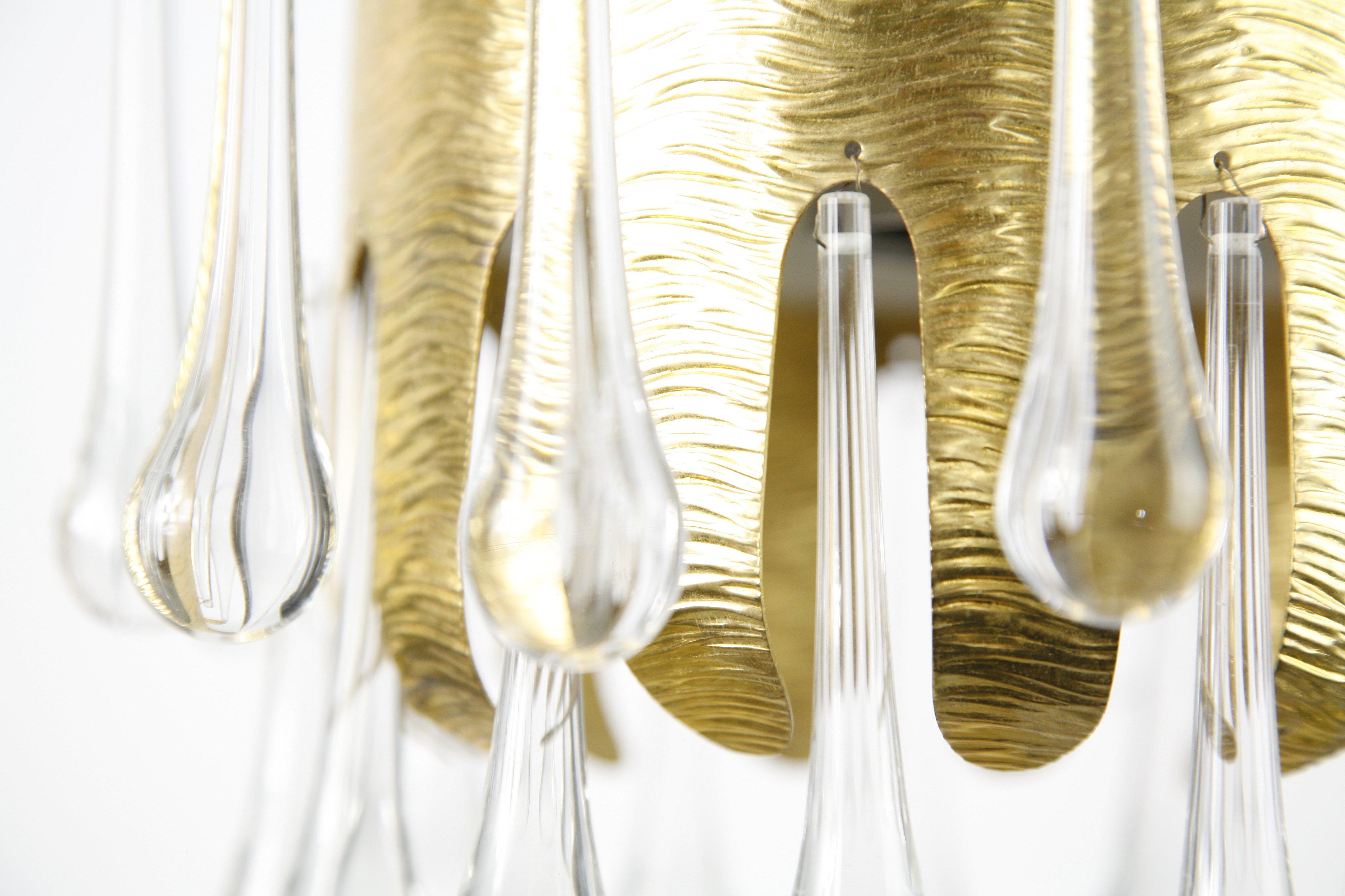 Mid-Century Modern Palwa Gold, Two tierCrystal Chandelier, 1970, Austria For Sale