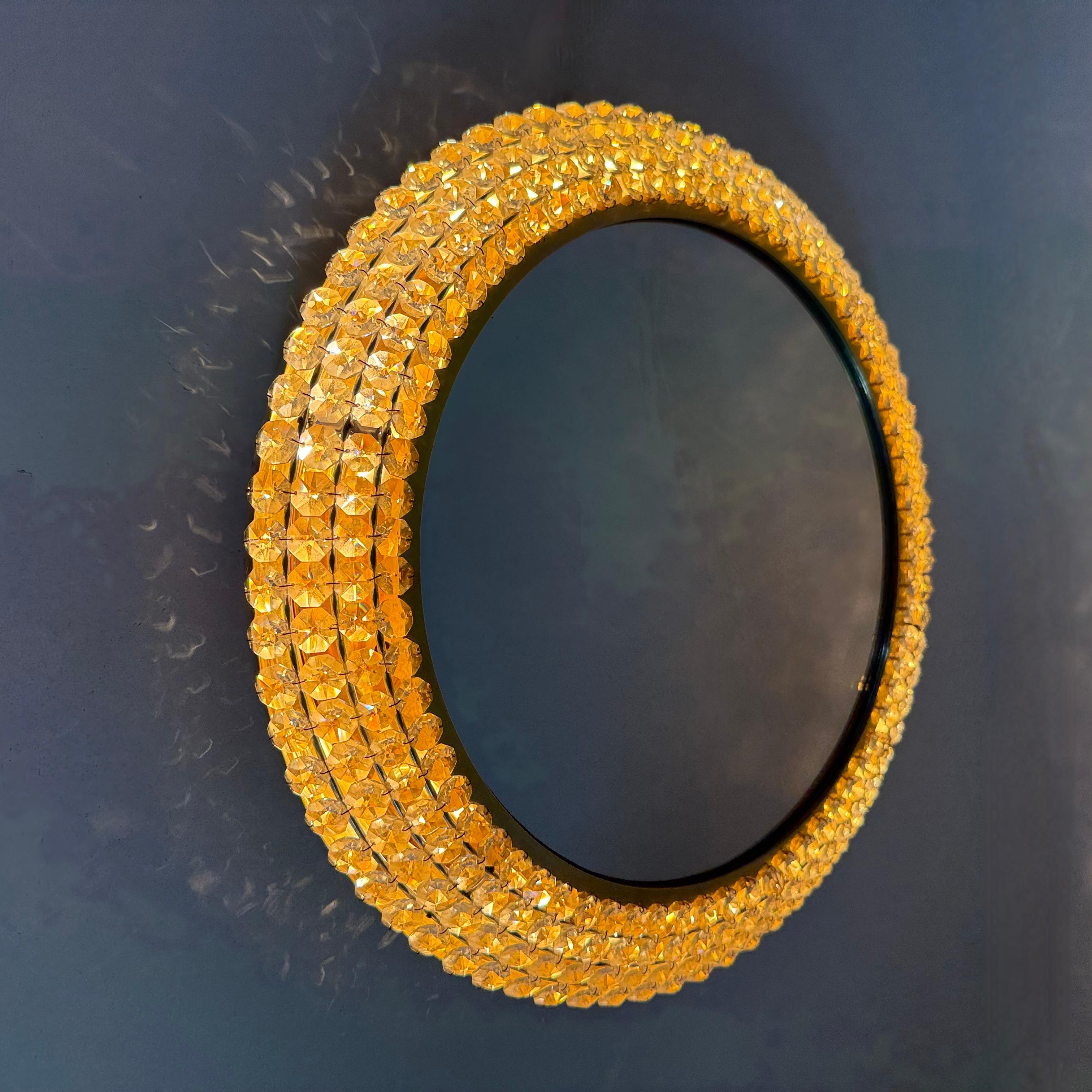 Metal Palwa illuminated mirror , 1970s For Sale
