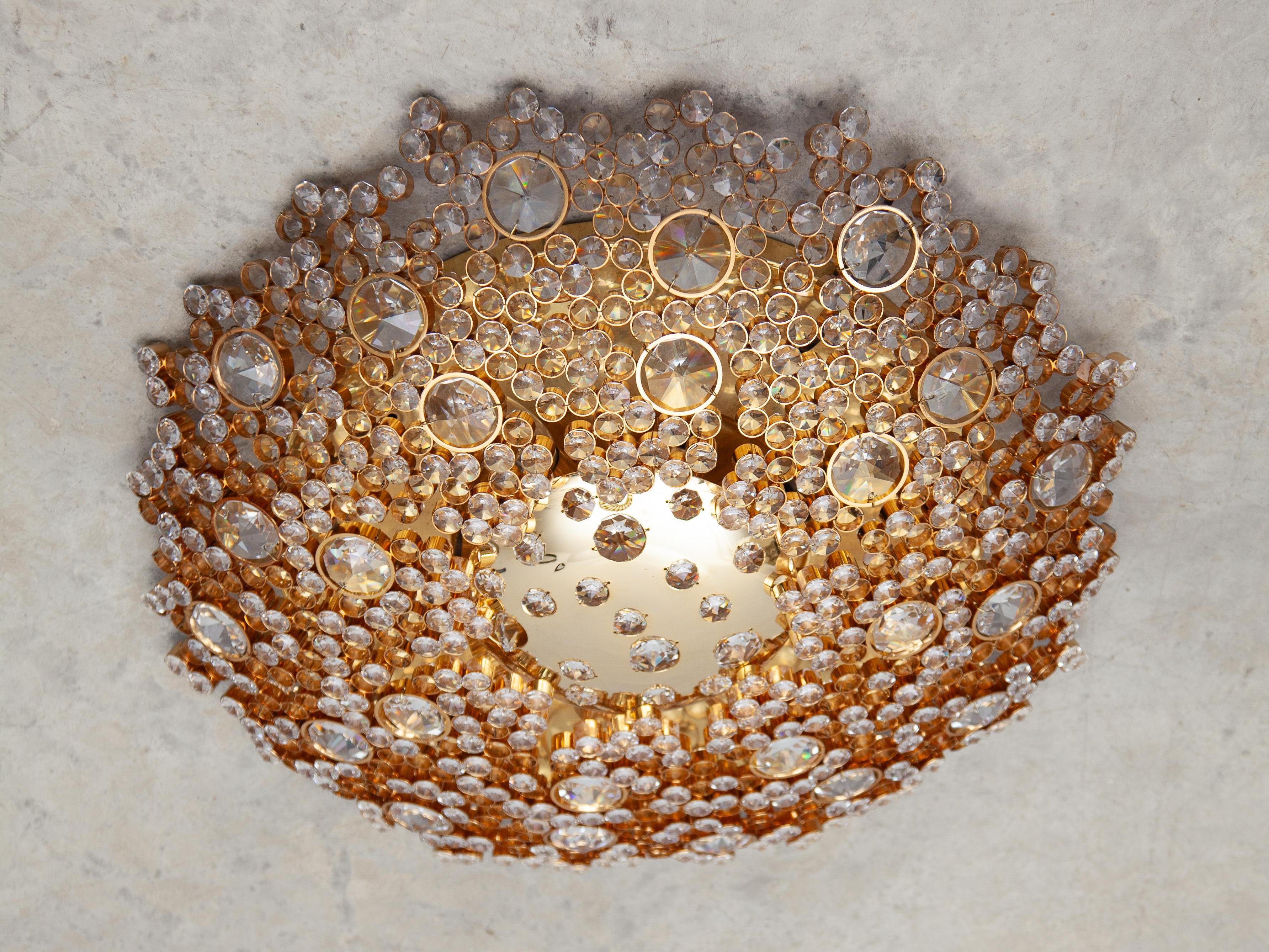 Palwa Lámpara de techo con cristales facetados tipo joya, Aplique de pared, Juego de dos, Alemania Dorado en venta