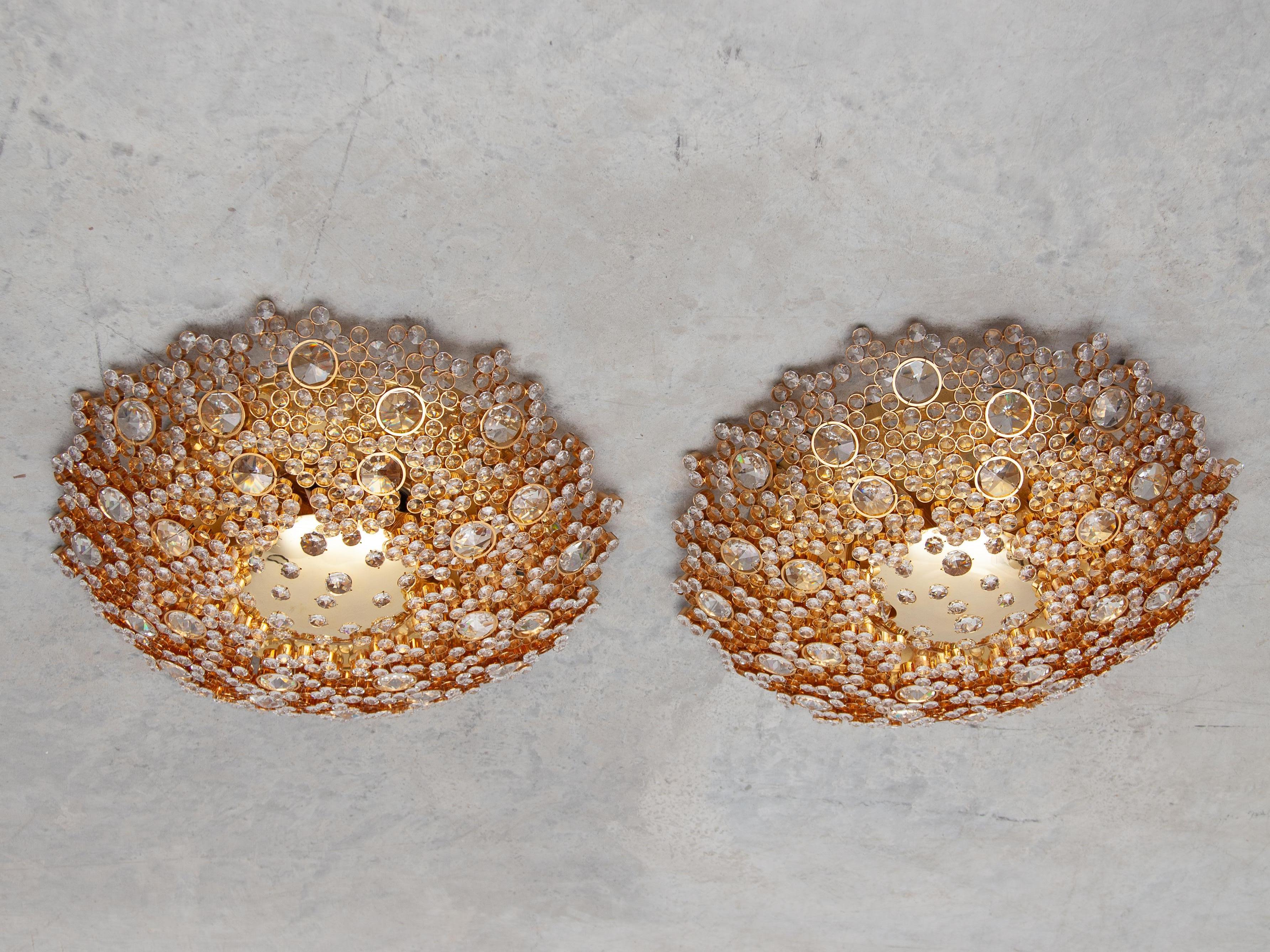 Palwa Lámpara de techo con cristales facetados tipo joya, Aplique de pared, Juego de dos, Alemania en Bueno estado para la venta en Antwerp, BE