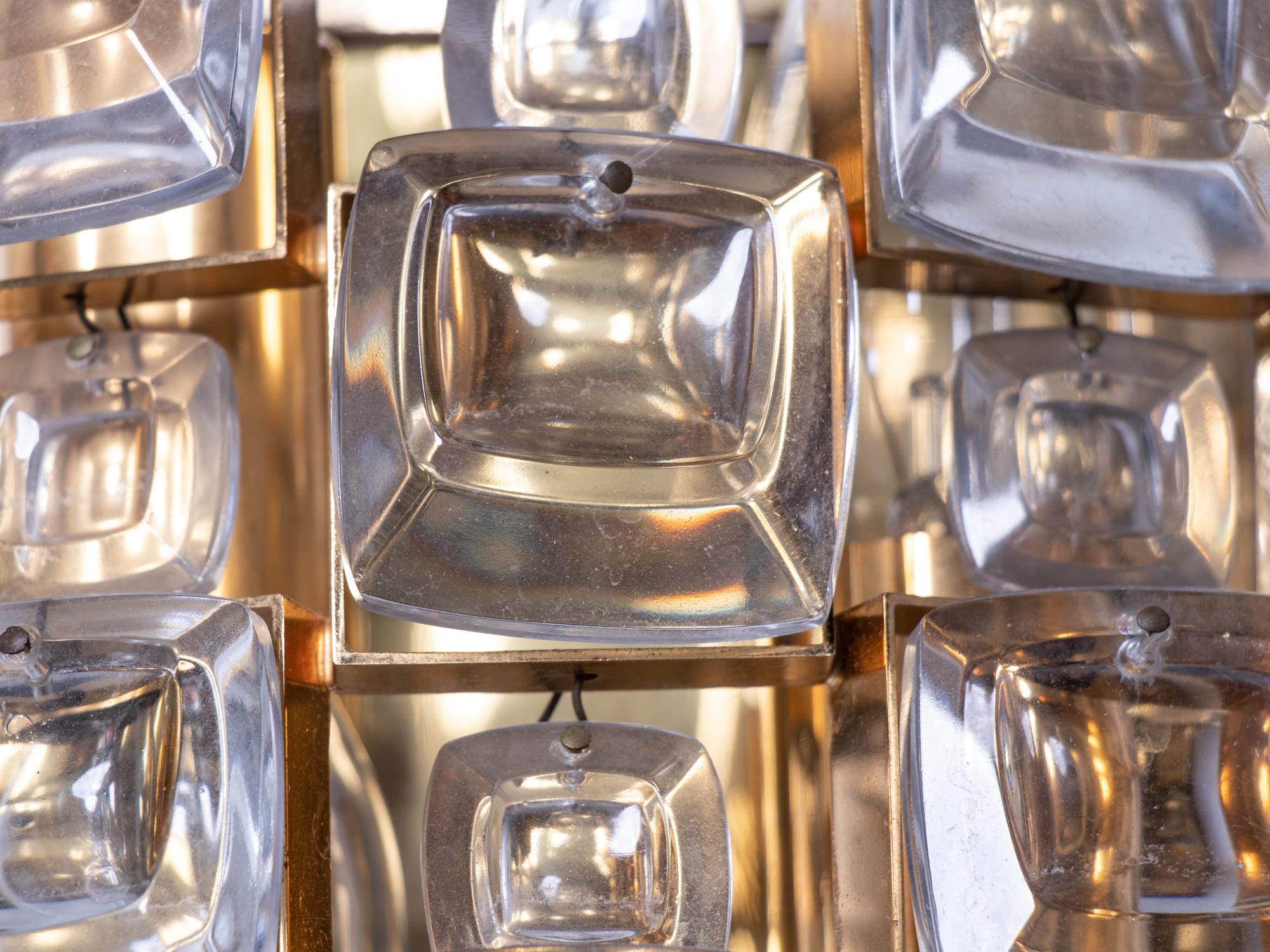 Mid-Century Modern 1960 Germany Palwa Glamorous Jewel Wall Sconce Crystal & Gilt-Brass, Set of 2
