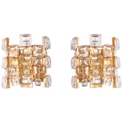 1960 Germany Palwa Glamorous Jewel Wall Sconce Crystal 
Gilt-Brass, Set of 2
