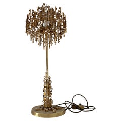 Vintage Palwa lamp brass with cut crystal, Austria 1970