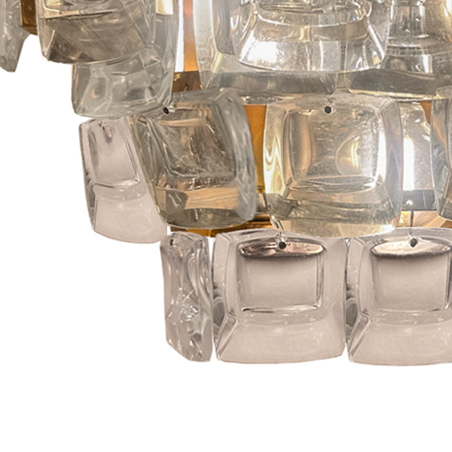 Palwa Mid-Century Modern Crystal And Etched Brass Sconces, 1960s For Sale 1