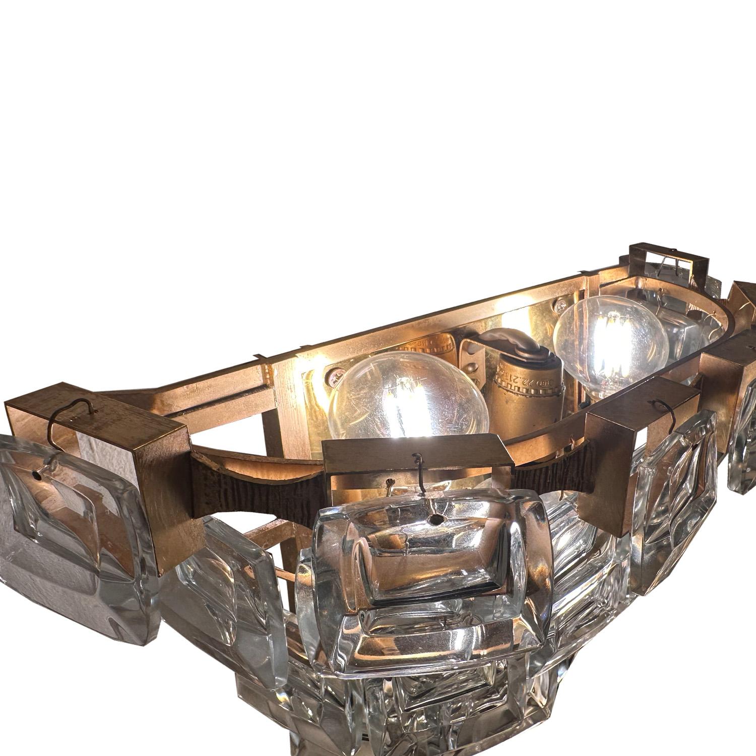Palwa Mid-Century Modern Crystal And Etched Brass Sconces, 1960s For Sale 2