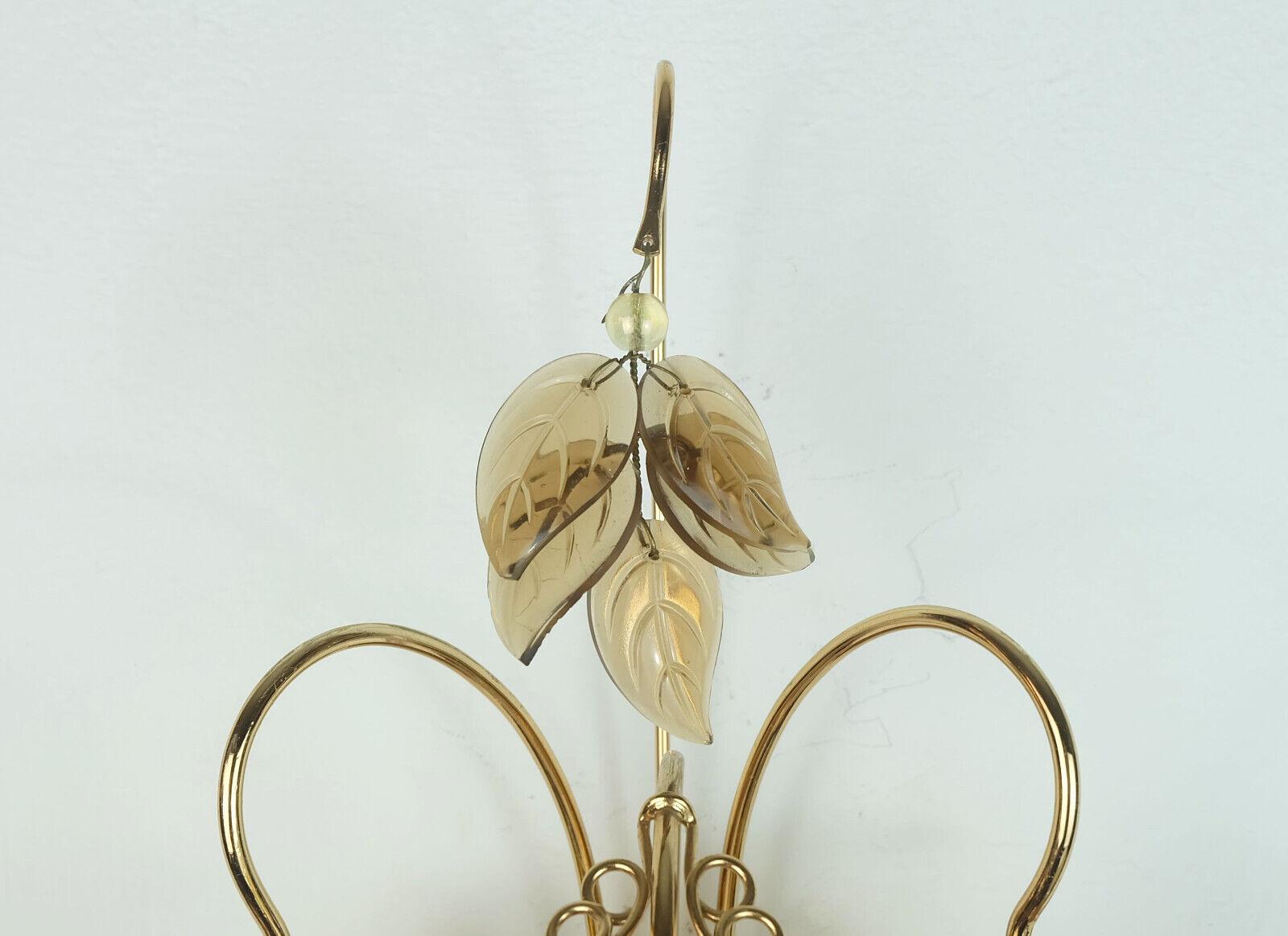 Late 20th Century palwa mid century SCONCE 1970s crystal glass and gilt brass grapes and leaves For Sale