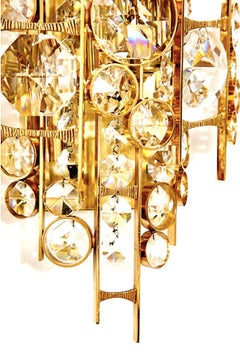 Palwa mid-century sconce Crystal Jewel gilt frame pair austria , 1960