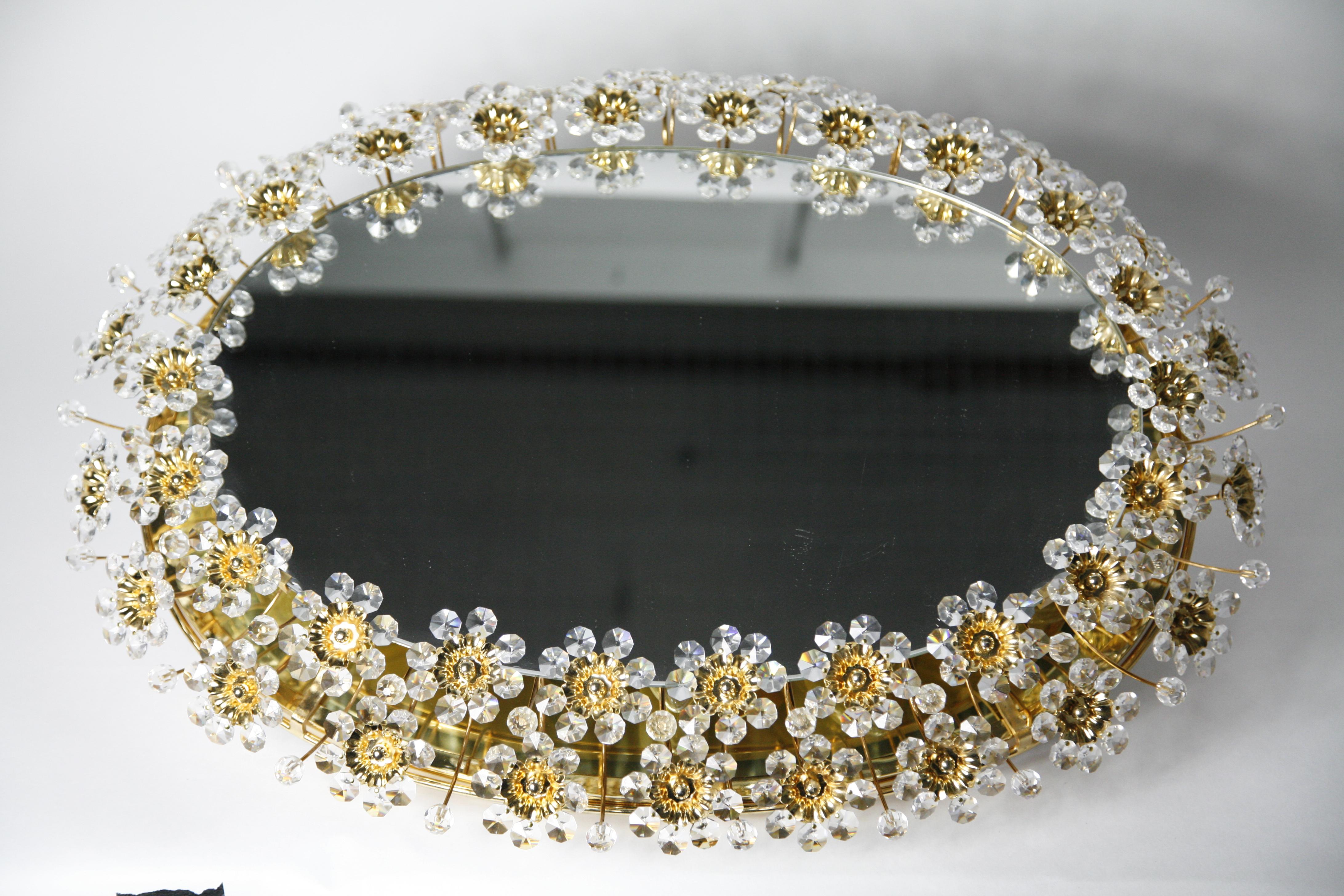 Palwa Mirror Mid-20th Century Illuminated Cut Crystal , Germany, 1970s For Sale 3