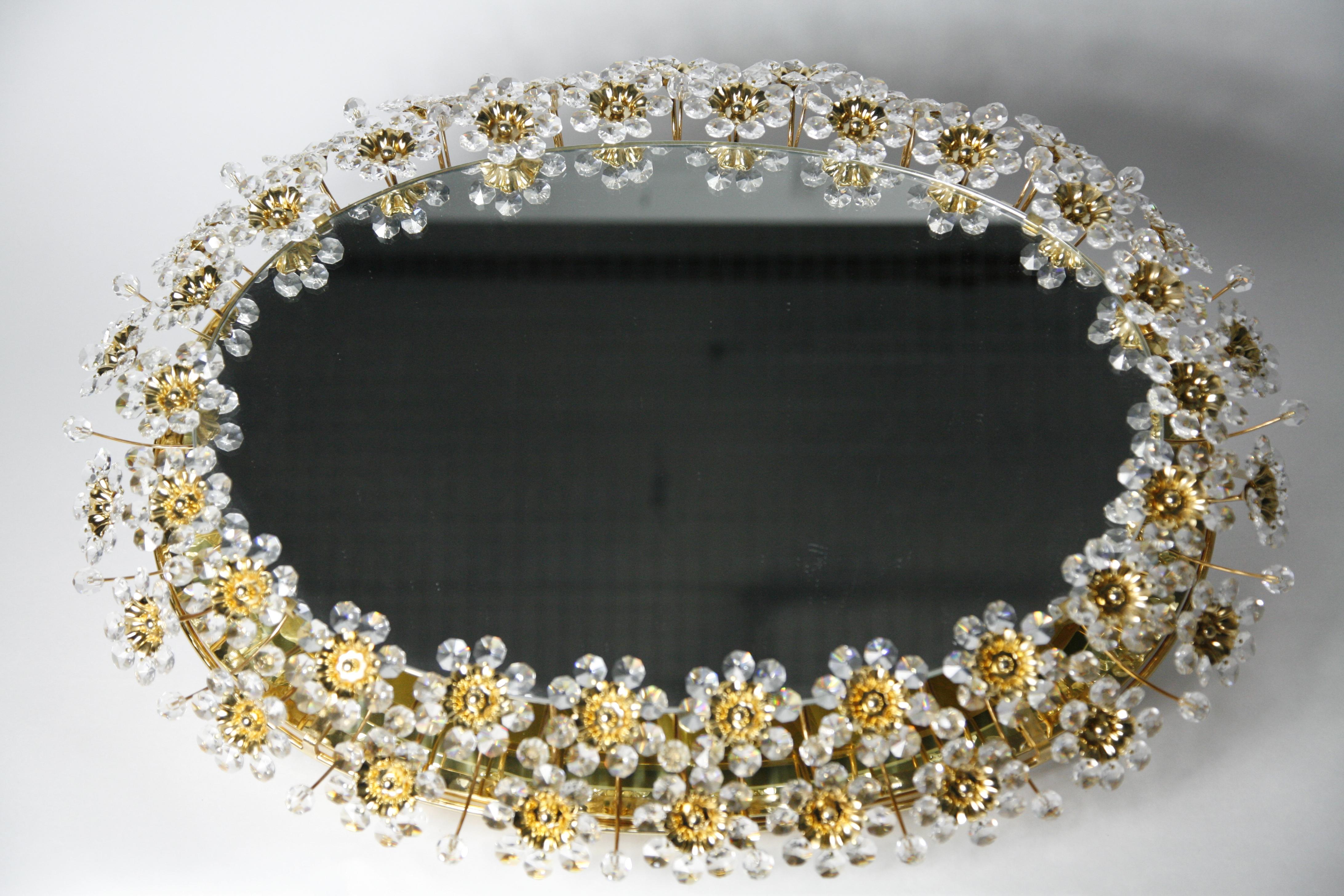 Palwa Mirror Mid-20th Century Illuminated Cut Crystal , Germany, 1970s For Sale 9