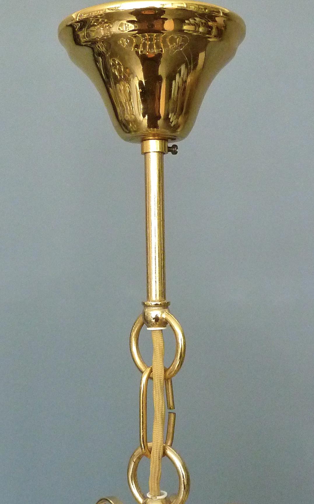 Allemand Lustre Spoutnik en laiton doré et verre de cristal facetté Palwa ou Palme, 1960-1970 en vente