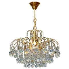 Vintage Palwa or Palme Gilt Brass Faceted Crystal Glass Sputnik Chandelier, 1960-1970s