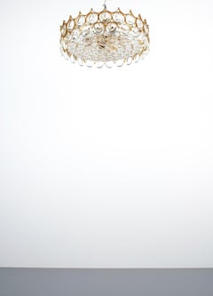 Palwa Refurbished Gold Plated Brass and Glass Semi Flush Mount