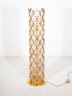 Palwa Round Crystal, Gilt Large Floor Lamp, 1970s, Germany