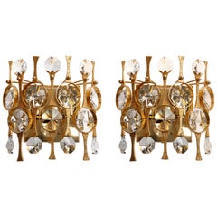 Used Palwa Sconces Wall Lamps Lights, Gilt Brass, 1970