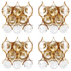 Appliques murales Palwa design Sciolari en laiton et cristal doré, 1970, 1 sur 4