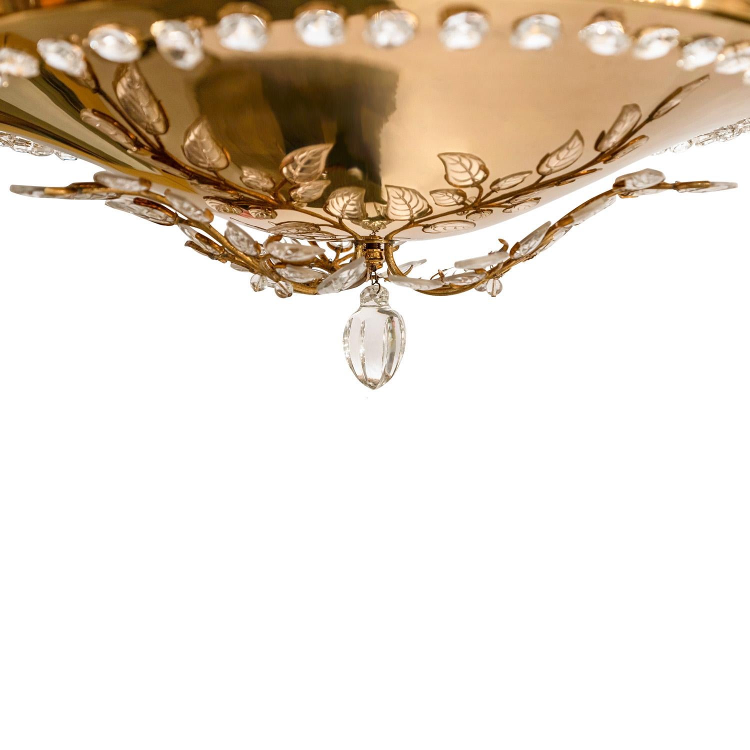 Mid-20th Century Palwa Stunning Crystal Flower and Leaf Chandelier 1960s For Sale
