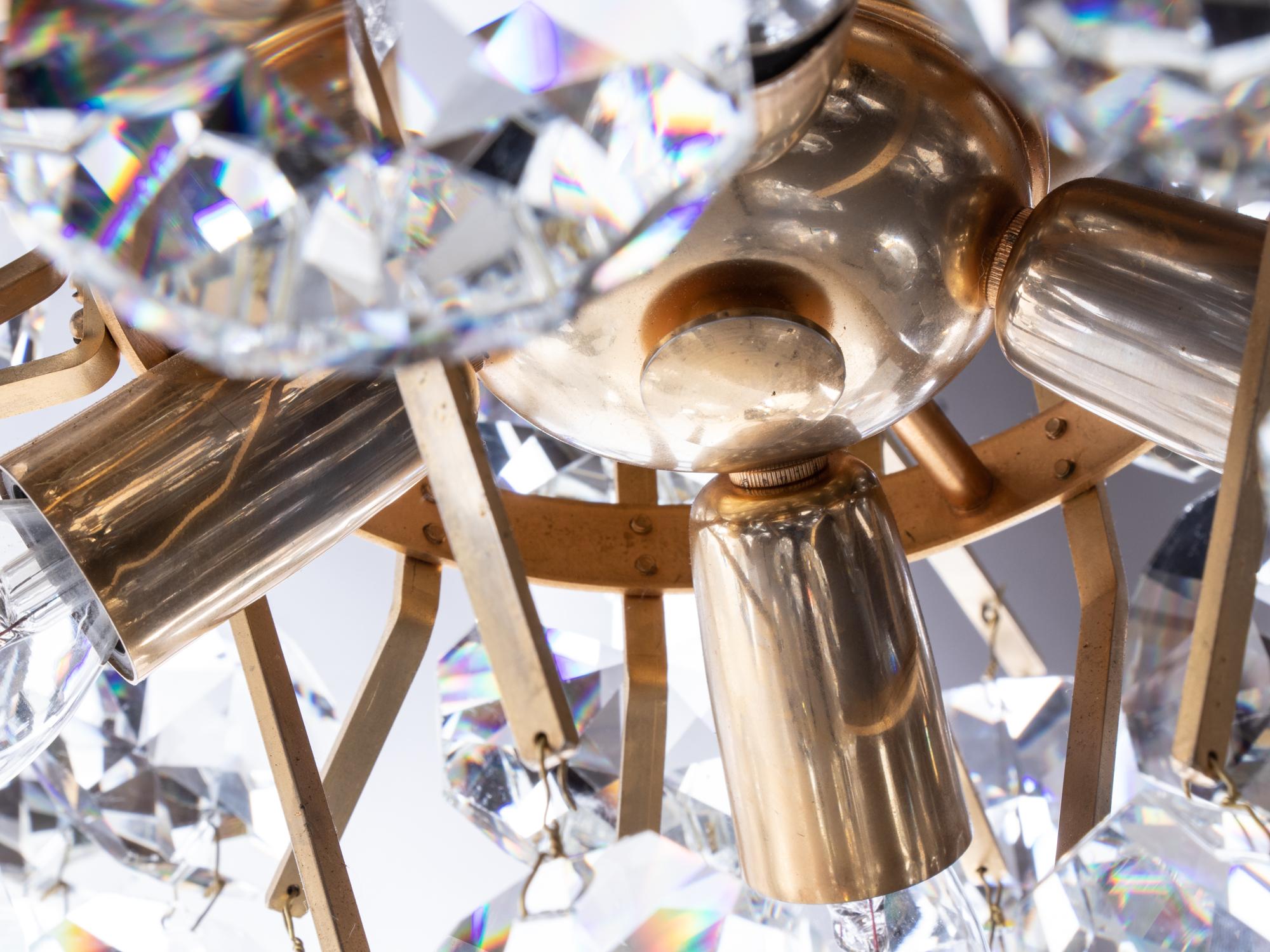 1960 Germany Palwa Sputnik Chandelier Swarovski Crystal & Gilt Brass 5