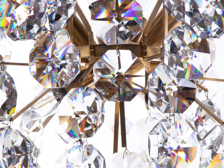 1960 Germany Palwa Sputnik Chandelier Swarovski Crystal & Gilt Brass In Good Condition For Sale In Niederdorfelden, Hessen