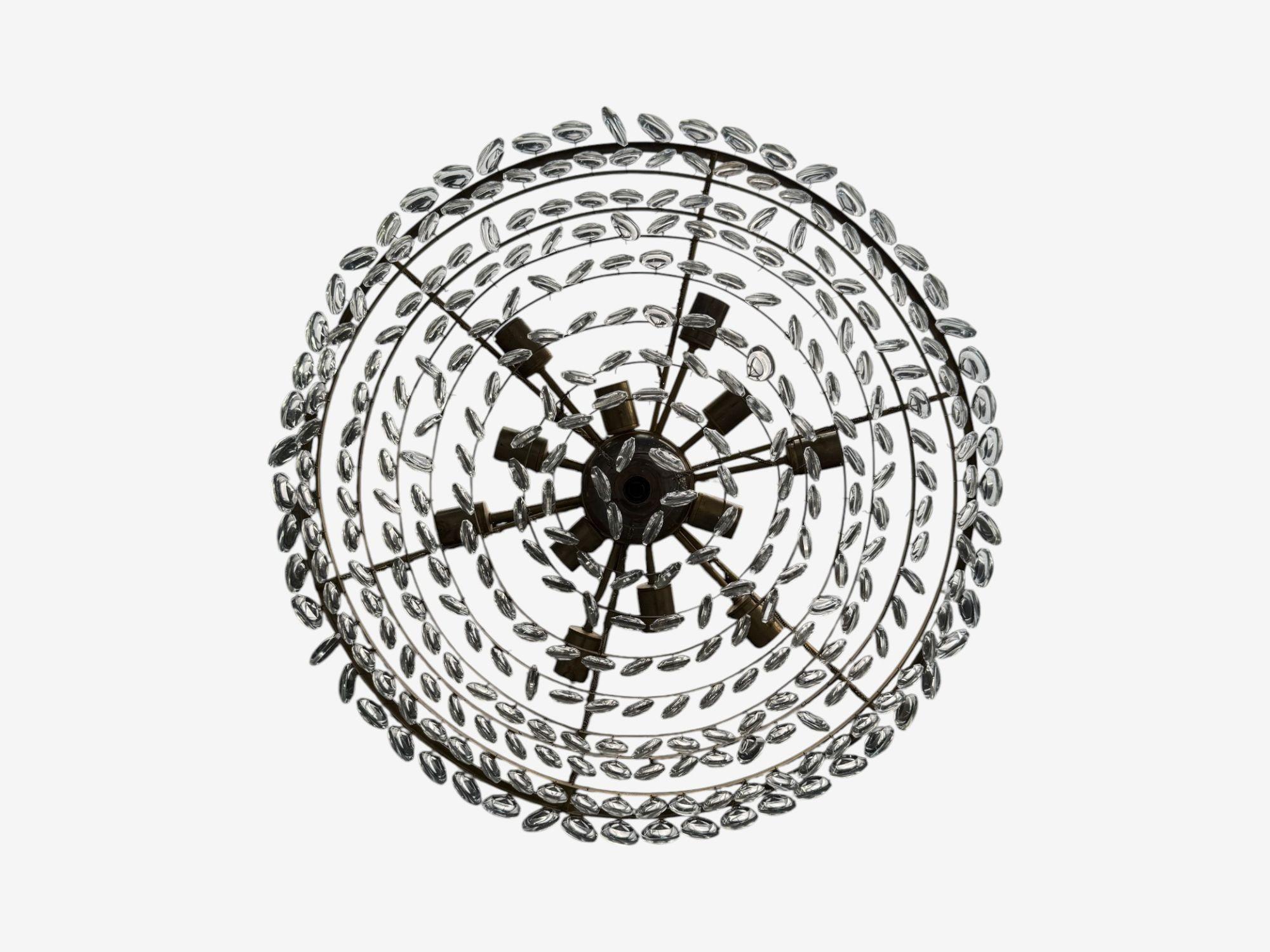 Laiton Palwa, Teardrop Glass, Brass, Tiered Chandelier, Germany, 1960s en vente