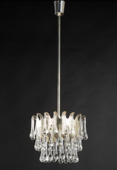 Glass drop Two-Tier Gold, Crystal Chandelier, 1970, Palwa Austria