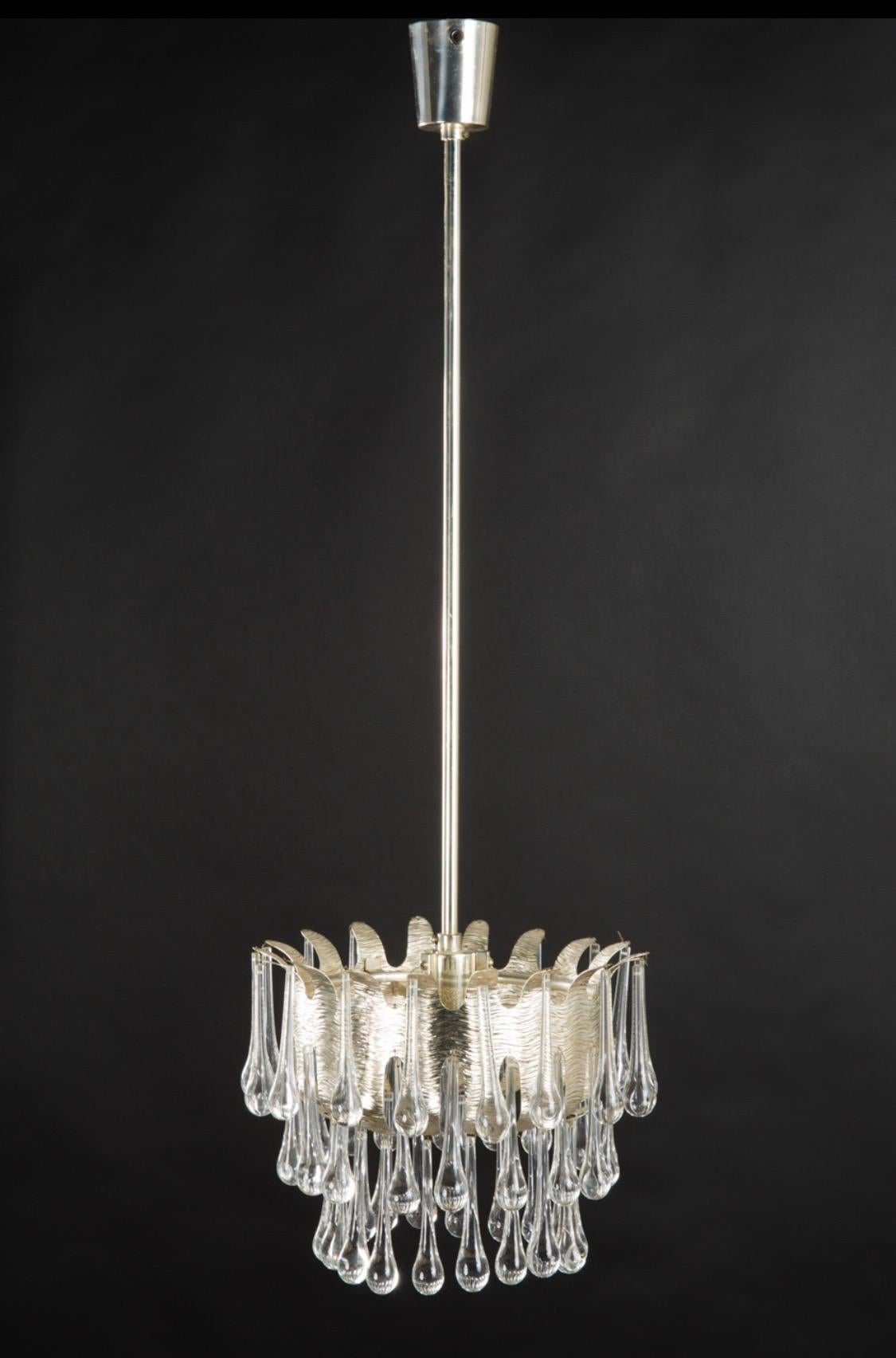 Cast Palwa Two-Tier Gold, Crystal Chandelier, 1970, Austria For Sale