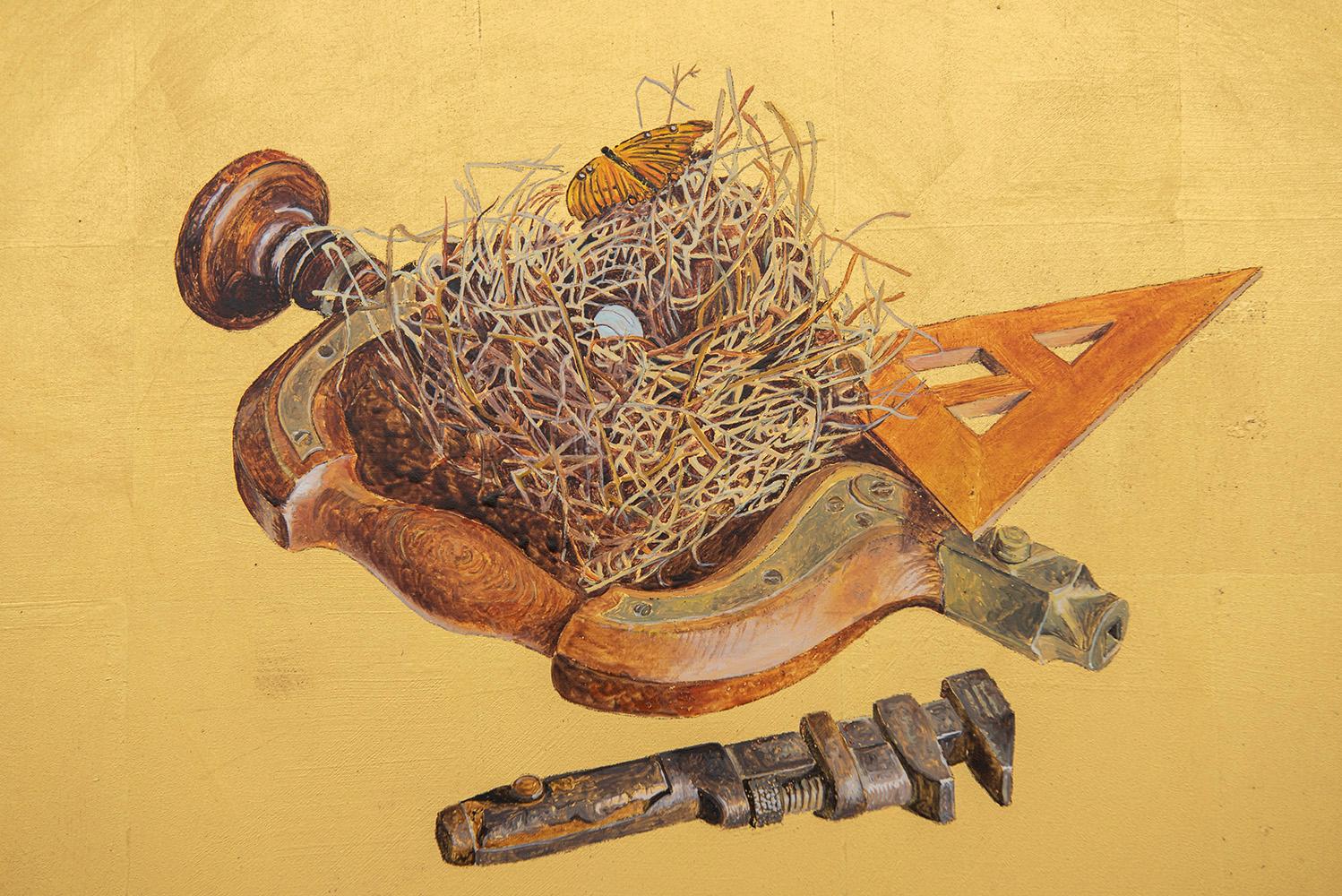 Build, from the series, Nested Memory - Bird Nest, Tools, Wood, Wrench For Sale 2
