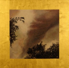 Mark's Tornado #1 - Peinture à l'huile sur feuille d'or, ciel, paysage, météo, nuages